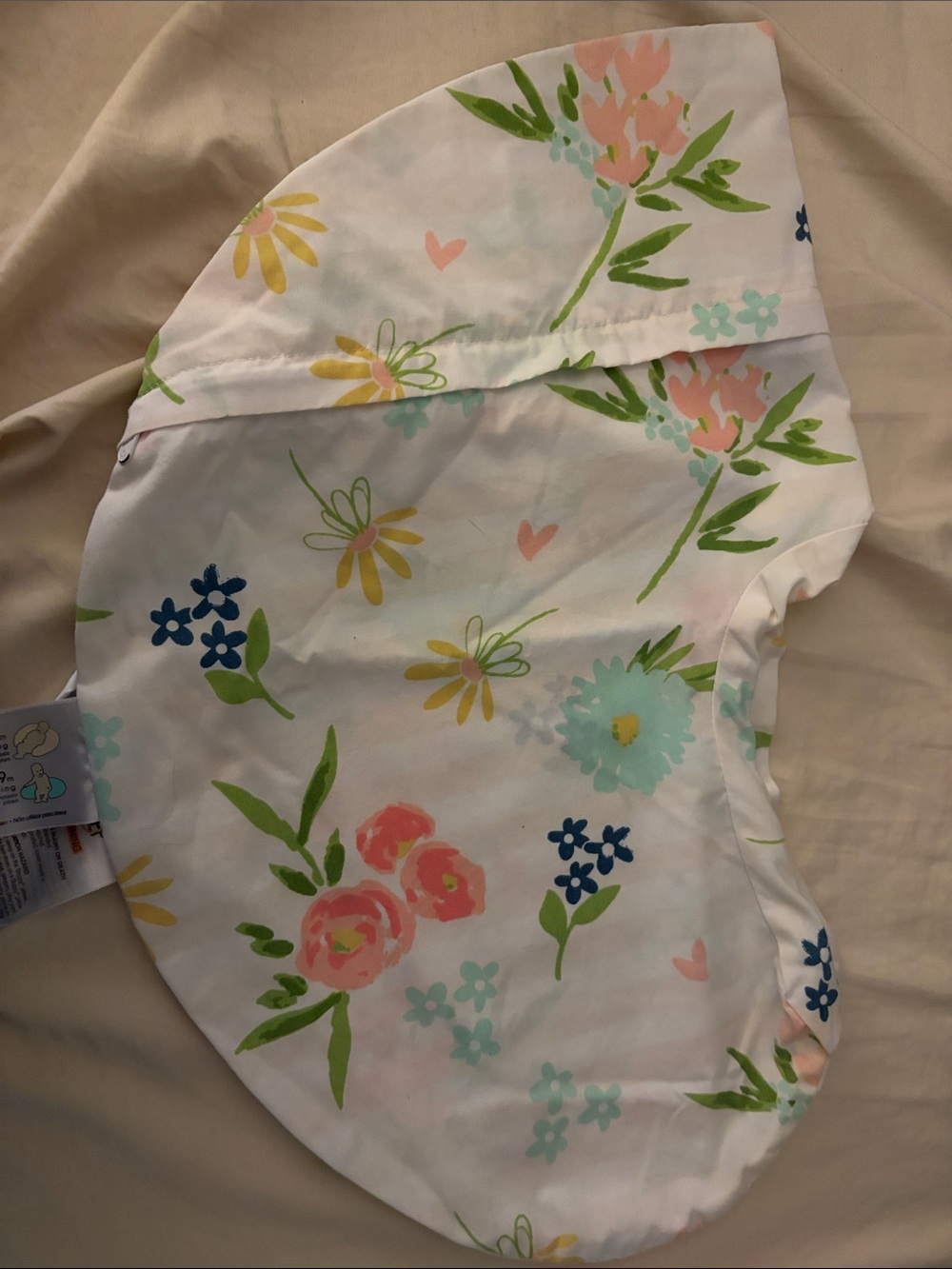 Boppy Floral Nursing Pillow Cover - White with Pink, Green, Yellow, Blue Accents